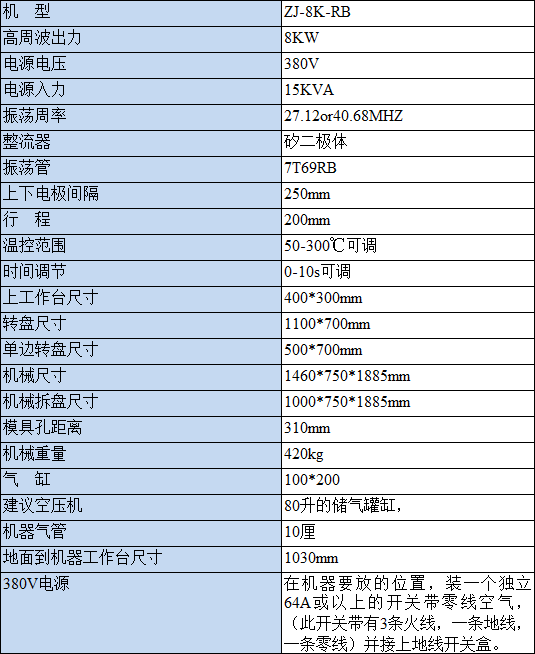 高周波熔接機技術參數 高周波熔接機技術參數